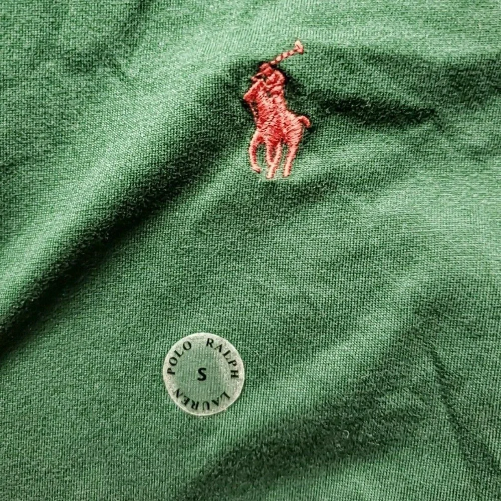 Polo Ralph Lauren Hoodie Shirt Mens Small Green Lightweight Cotton Logo Pullover